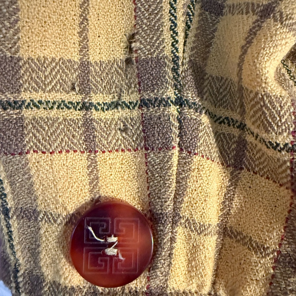 Givenchy Mustard Plaid Blazer with Chocolate Accents - Picture 4 of 4